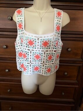 New FCT woth Love Crochet Square Tank Top S XLarge